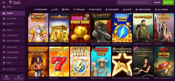 Malina Casino na mobile